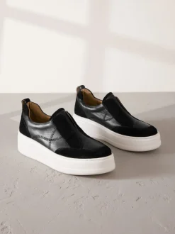Sneakers*Next Zwart - Signature leren instapsneakers met dikke zool en plateauzool