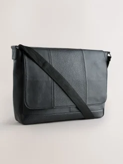 Tassen|Next - Signature leren messenger-tas Zwart