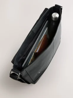 Tassen|Next - Signature leren messenger-tas Zwart