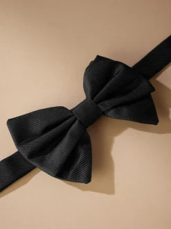 Stropdassen En Pochets*Next Zwart - Signature Made In Italy gestructureerde zijden vlinderdas