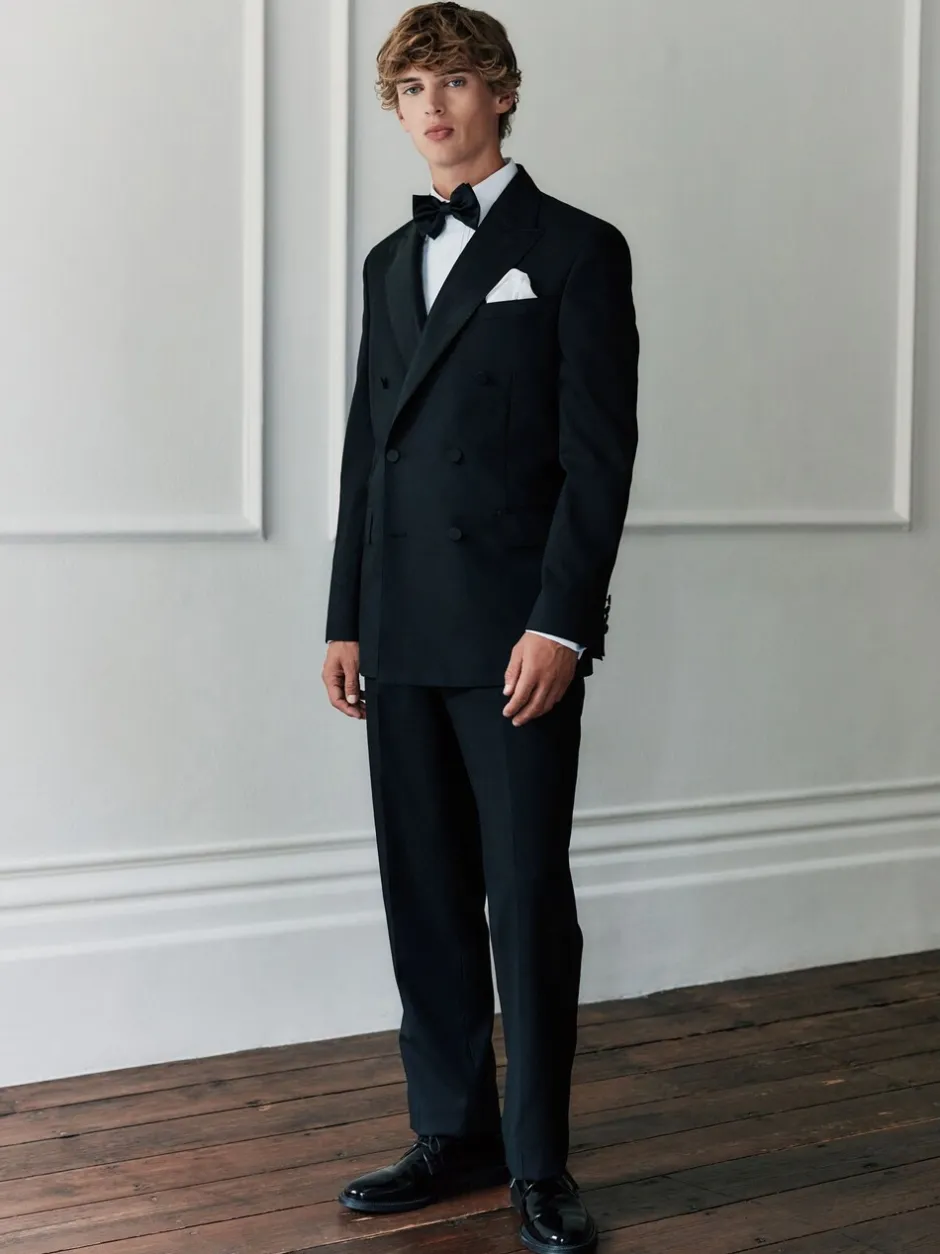 Smokings En Feestkleding|Blazers En Business-Jasjes*Next Zwart - Signature Nova Fides 100% Italian Wool Double Breasted Tuxedo Suit Jacket