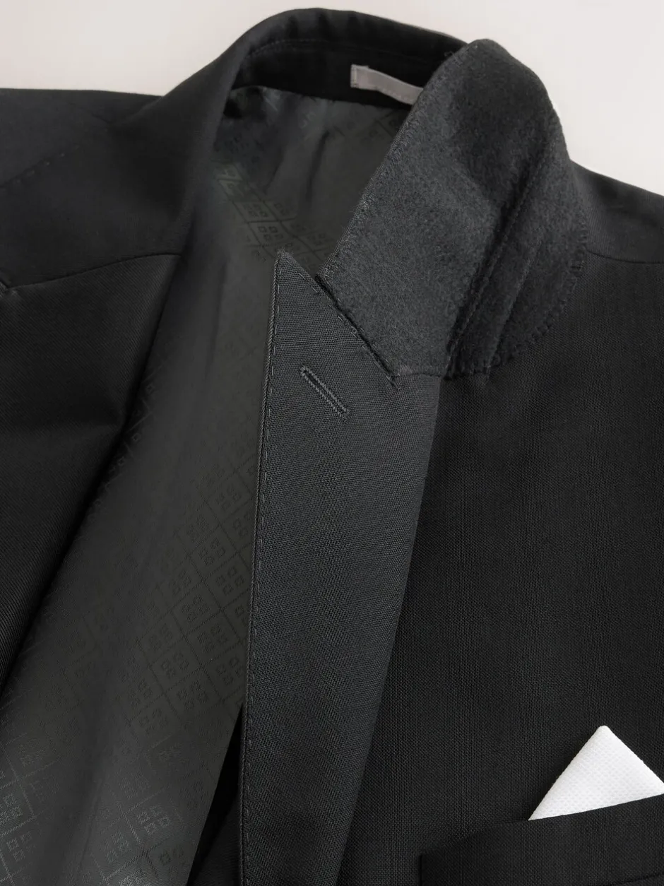 Smokings En Feestkleding|Blazers En Business-Jasjes*Next Zwart - Signature Nova Fides 100% Italian Wool Double Breasted Tuxedo Suit Jacket