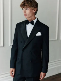 Smokings En Feestkleding|Blazers En Business-Jasjes*Next Zwart - Signature Nova Fides 100% Italian Wool Double Breasted Tuxedo Suit Jacket