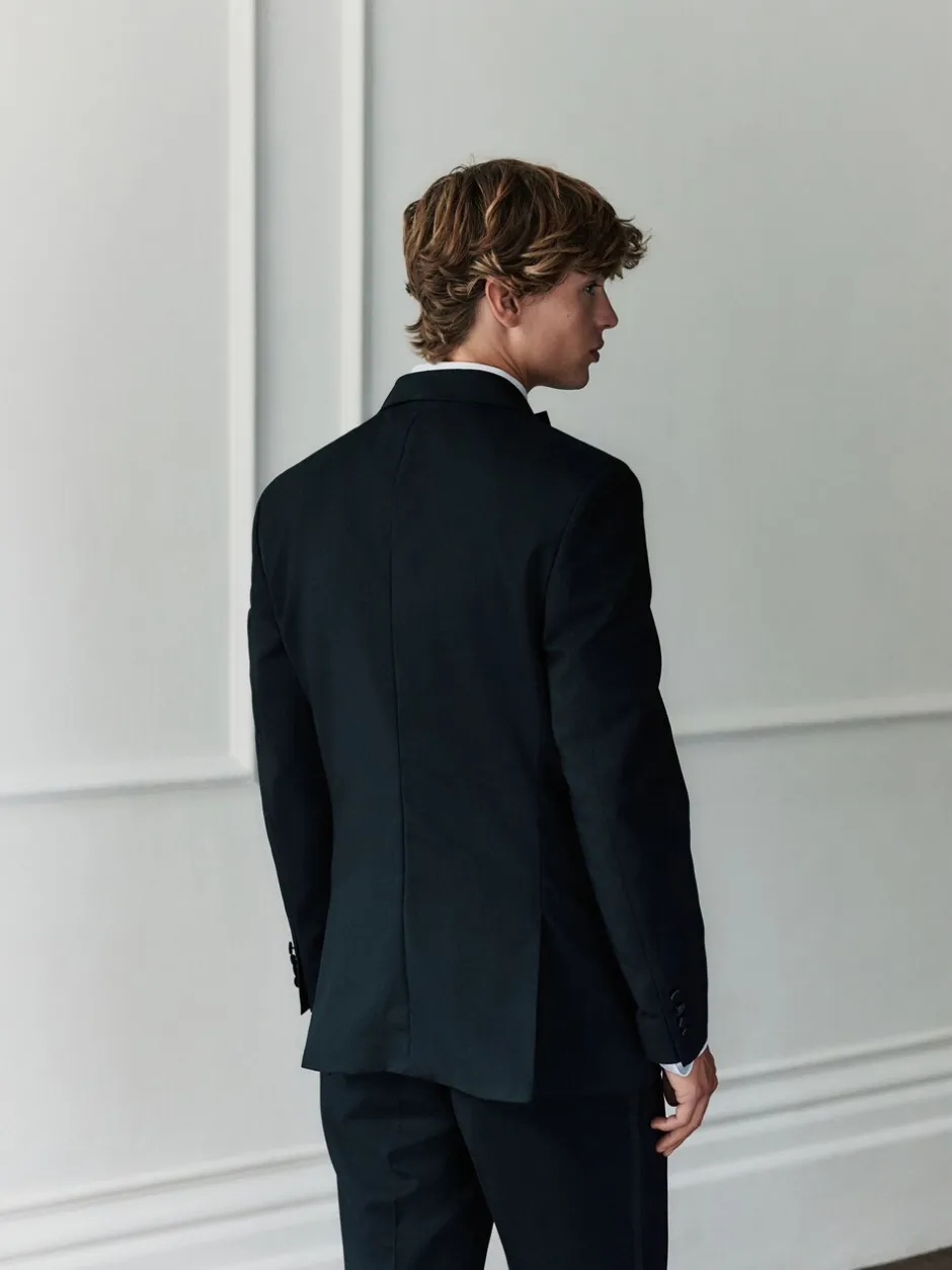 Smokings En Feestkleding|Blazers En Business-Jasjes*Next Zwart - Signature Nova Fides 100% Italian Wool Double Breasted Tuxedo Suit Jacket