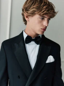Smokings En Feestkleding|Blazers En Business-Jasjes*Next Zwart - Signature Nova Fides 100% Italian Wool Double Breasted Tuxedo Suit Jacket