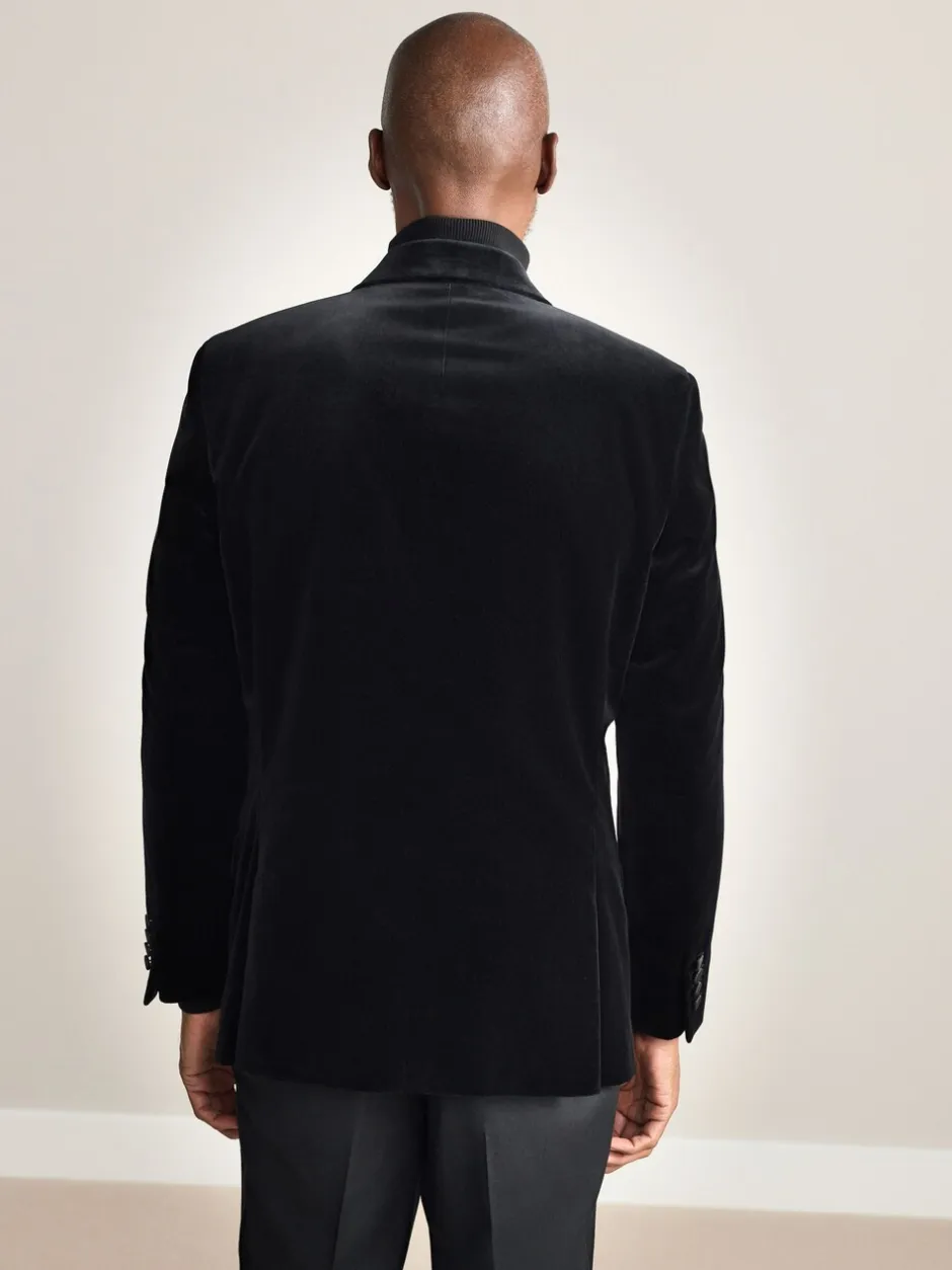 Smokings En Feestkleding*Next Zwart - Signature Pontoglio Italiaanse fluwelen double-breasted blazer