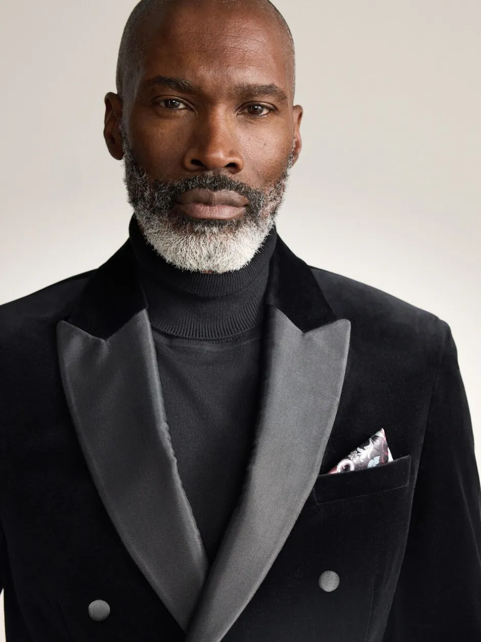 Smokings En Feestkleding*Next Zwart - Signature Pontoglio Italiaanse fluwelen double-breasted blazer