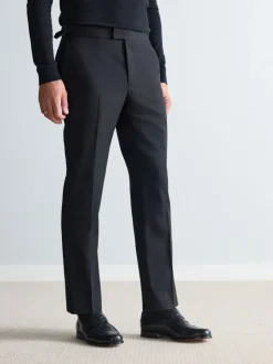 Formele Broek*Next Zwart - Signature Smart Textured Italiaanse wollen broek met zijverstellers