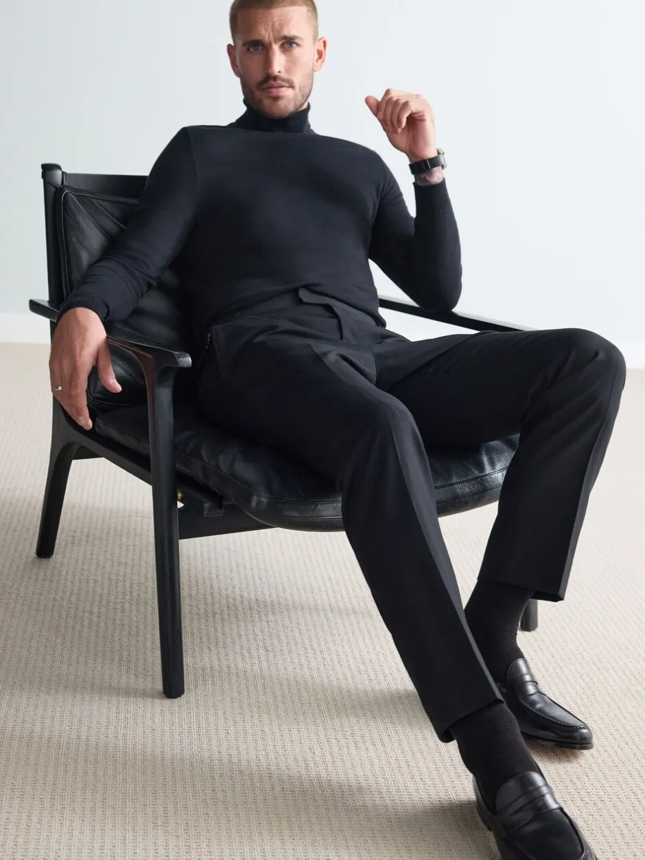 Formele Broek*Next Zwart - Signature Smart Textured Italiaanse wollen broek met zijverstellers