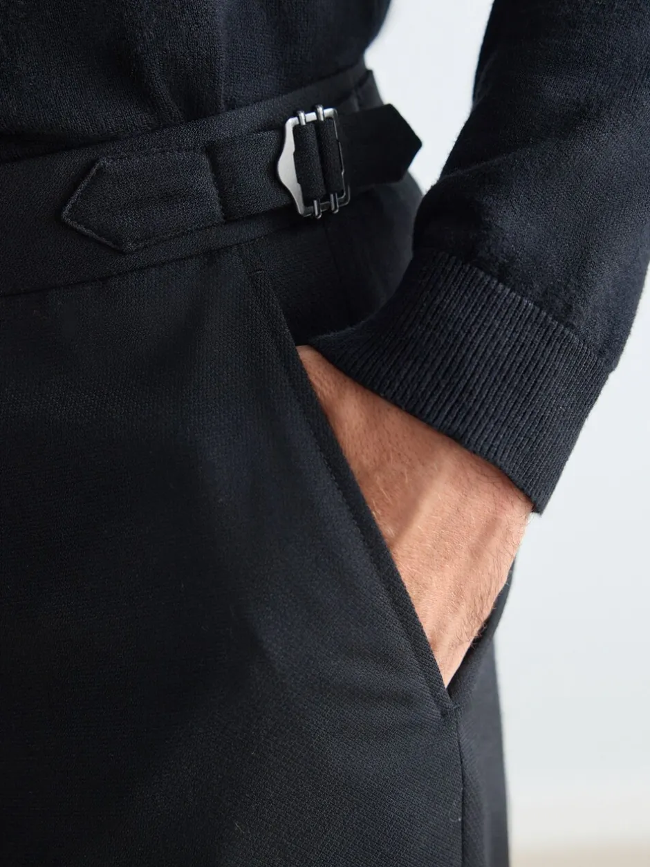 Formele Broek*Next Zwart - Signature Smart Textured Italiaanse wollen broek met zijverstellers