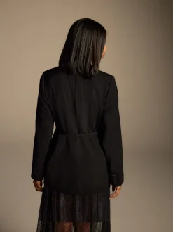 Kostuums En Werkkleding*Next Zwart - Single Breasted Skinny Belt Blazer