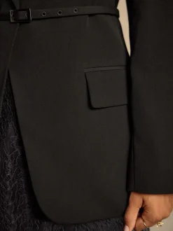 Kostuums En Werkkleding*Next Zwart - Single Breasted Skinny Belt Blazer