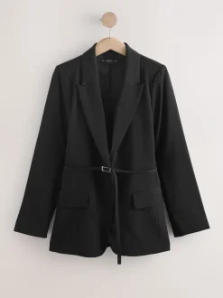 Kostuums En Werkkleding*Next Zwart - Single Breasted Skinny Belt Blazer