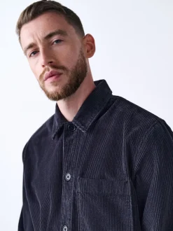 Formele Overhemden|Jassen En Jacks|Next - Single pocket Corduroy Shacket Overshirt Zwart