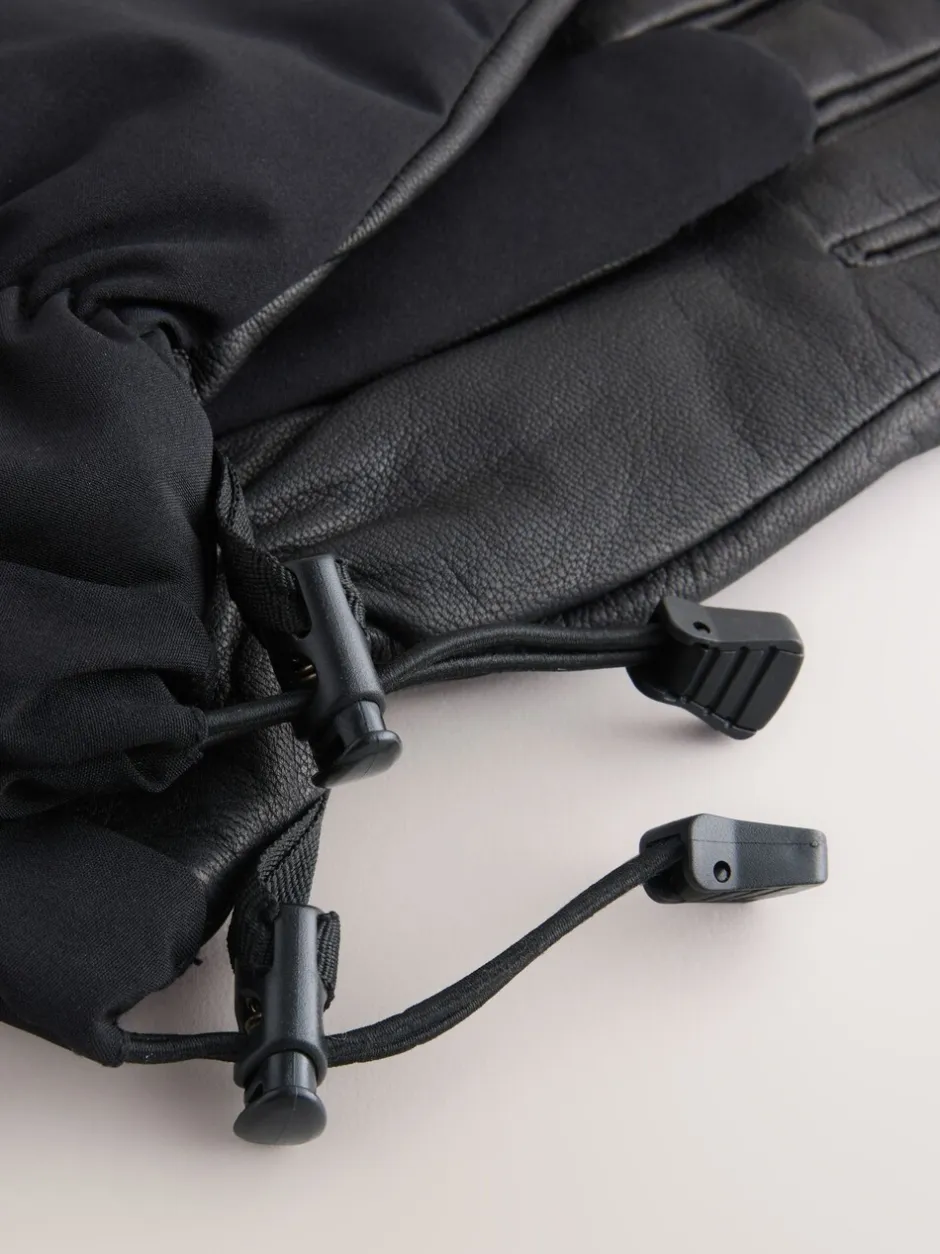 Mutsen, Sjaals En Handschoenen*Next Zwart - Ski Gloves With Leather