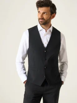 Vesten|Skopes - Darwin gilet met single breasted en hoog wolgehalte Zwart