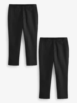 Formele Broek*Next - Slim Fit - 2 Modieuze broeken zonder bandplooi Zwart