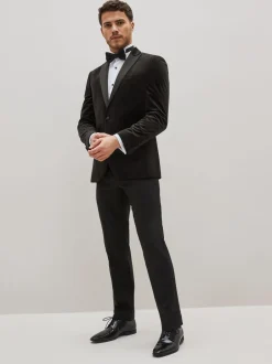 Smokings En Feestkleding|Blazers En Business-Jasjes|Next - Slim Fit - Fluwelen blazer Zwart