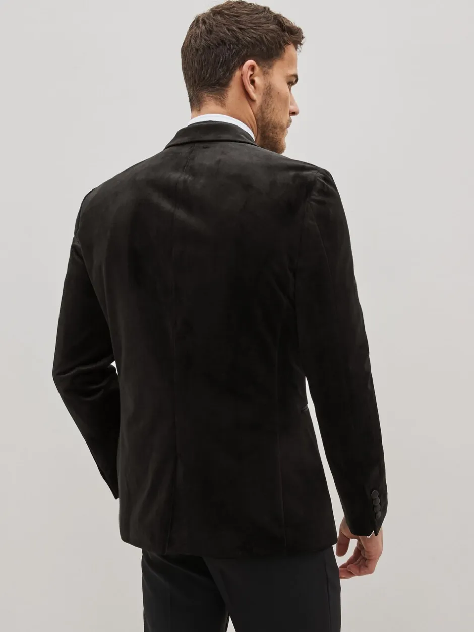 Smokings En Feestkleding|Blazers En Business-Jasjes|Next - Slim Fit - Fluwelen blazer Zwart