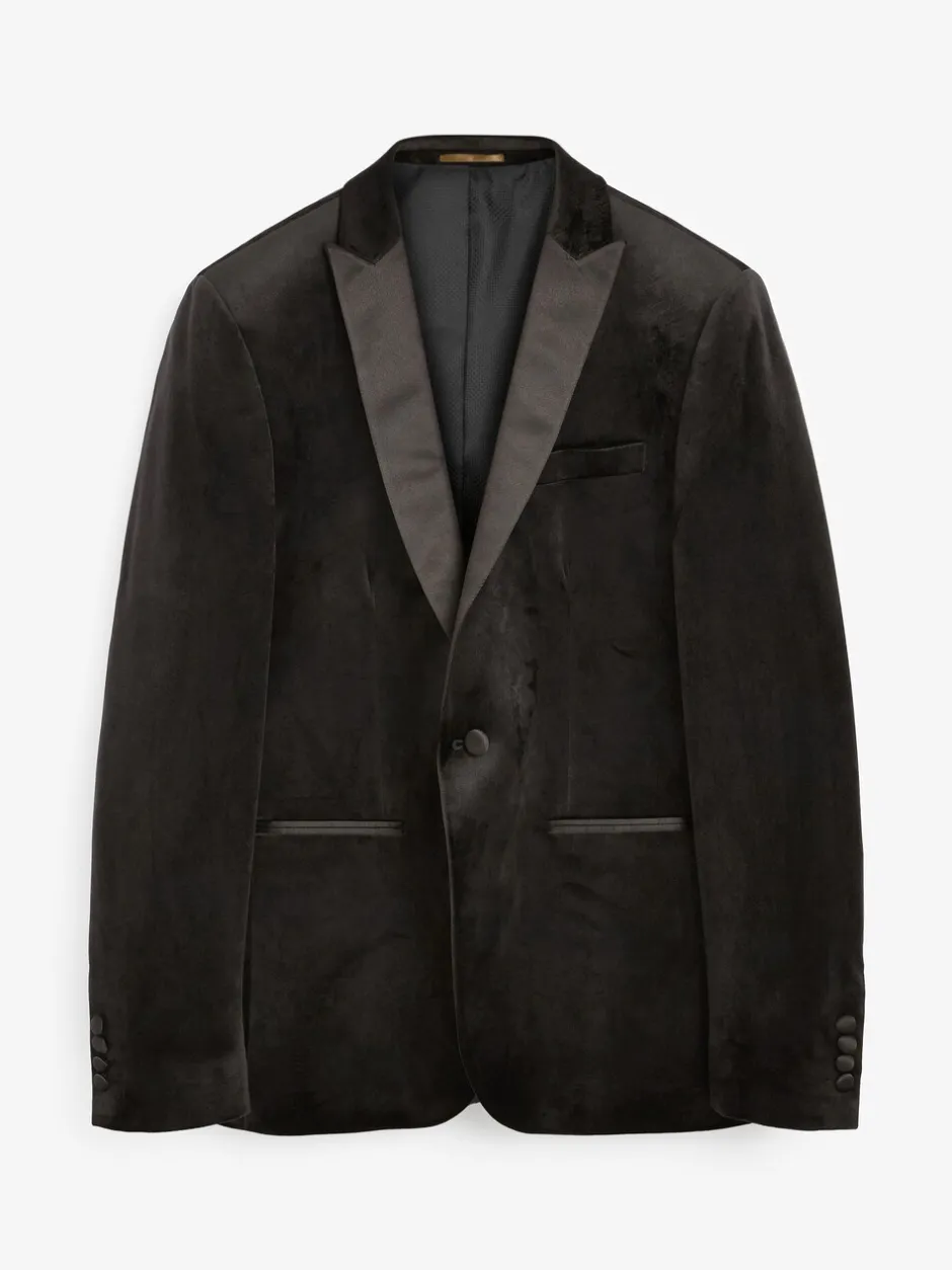 Smokings En Feestkleding|Blazers En Business-Jasjes|Next - Slim Fit - Fluwelen blazer Zwart