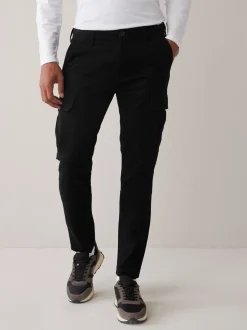 Broeken En Chino's*Next Zwart - Slim Fit - Katoenen cargostretchbroek