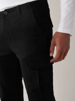 Broeken En Chino's*Next Zwart - Slim Fit - Katoenen cargostretchbroek