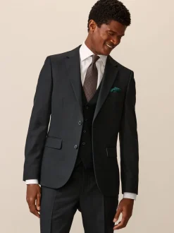 Blazers En Business-Jasjes|Pakken*Next Zwart - Slim Fit - Kostuum met textuur: colbert