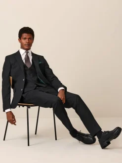 Blazers En Business-Jasjes|Pakken*Next Zwart - Slim Fit - Kostuum met textuur: colbert