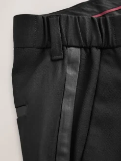 Smokings En Feestkleding|Next Zwart - Slim Fit - Motionflex Textured Tuxedo Trousers With Side Tape