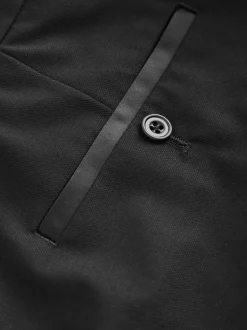 Smokings En Feestkleding|Next Zwart - Slim Fit - Motionflex Textured Tuxedo Trousers With Side Tape