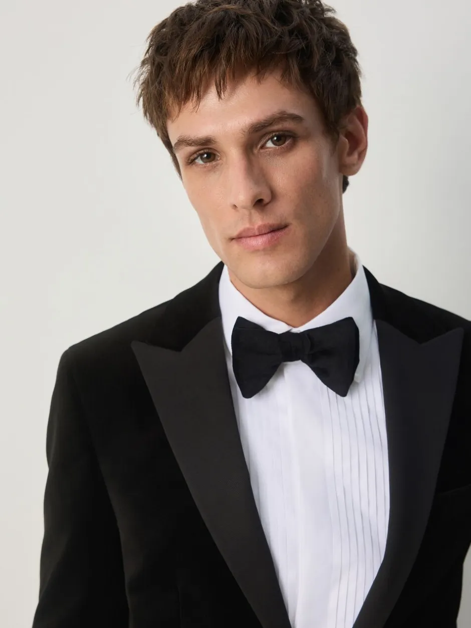 Smokings En Feestkleding|Next - Slim Fit - Motionflex stretchyfluwelen Blazer Zwart