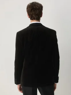 Smokings En Feestkleding|Next - Slim Fit - Motionflex stretchyfluwelen Blazer Zwart