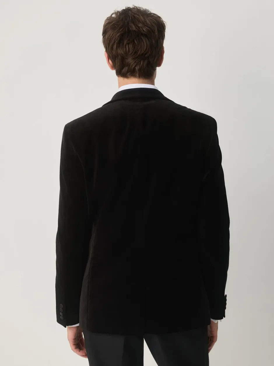 Smokings En Feestkleding|Next - Slim Fit - Motionflex stretchyfluwelen Blazer Zwart