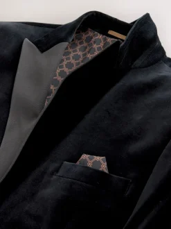 Smokings En Feestkleding|Next - Slim Fit - Motionflex stretchyfluwelen Blazer Zwart