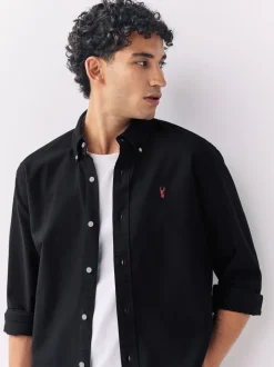 Formele Overhemden|Shirts*Next Zwart - Slim Fit - Oxford-hemd met lange mouwen