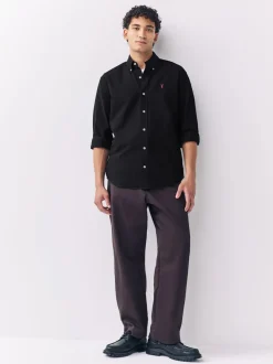 Formele Overhemden|Shirts*Next Zwart - Slim Fit - Oxford-hemd met lange mouwen