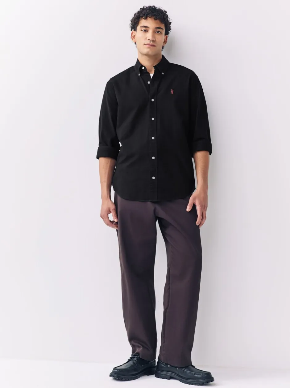 Formele Overhemden|Shirts*Next Zwart - Slim Fit - Oxford-hemd met lange mouwen