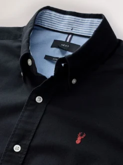 Formele Overhemden|Shirts*Next Zwart - Slim Fit - Oxford-hemd met lange mouwen