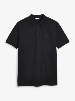 Poloshirts|Next Zwart - Slim Fit - Piqué poloshirt met korte mouwen