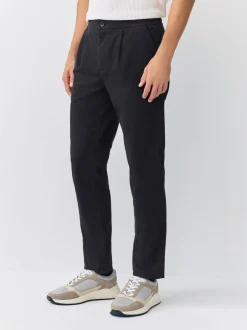 Broeken En Chino's|Next - Slim Fit - Pleated Stretch Chinos Trousers With Elasticated Waist Zwart