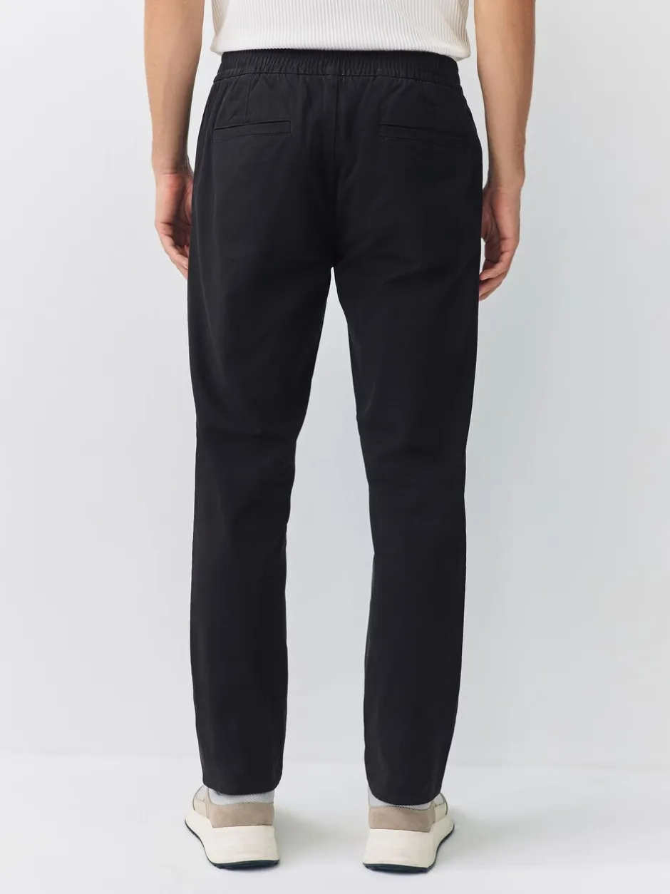 Broeken En Chino's|Next - Slim Fit - Pleated Stretch Chinos Trousers With Elasticated Waist Zwart