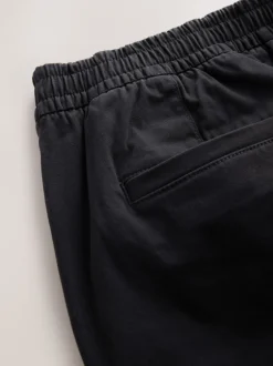 Broeken En Chino's|Next - Slim Fit - Pleated Stretch Chinos Trousers With Elasticated Waist Zwart