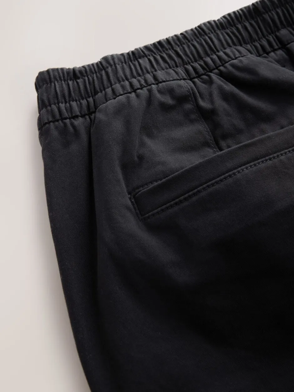 Broeken En Chino's|Next - Slim Fit - Pleated Stretch Chinos Trousers With Elasticated Waist Zwart