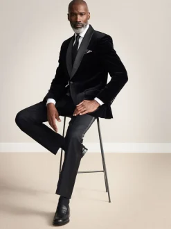 Smokings En Feestkleding|Next - Slim Fit - Signature Pontoglio Italiaanse fluwelen blazer met sjaalkraag Zwart