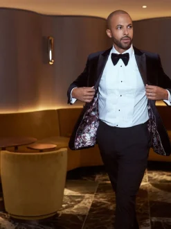 Smokings En Feestkleding|Next - Slim Fit - Signature Pontoglio Italiaanse fluwelen blazer Zwart