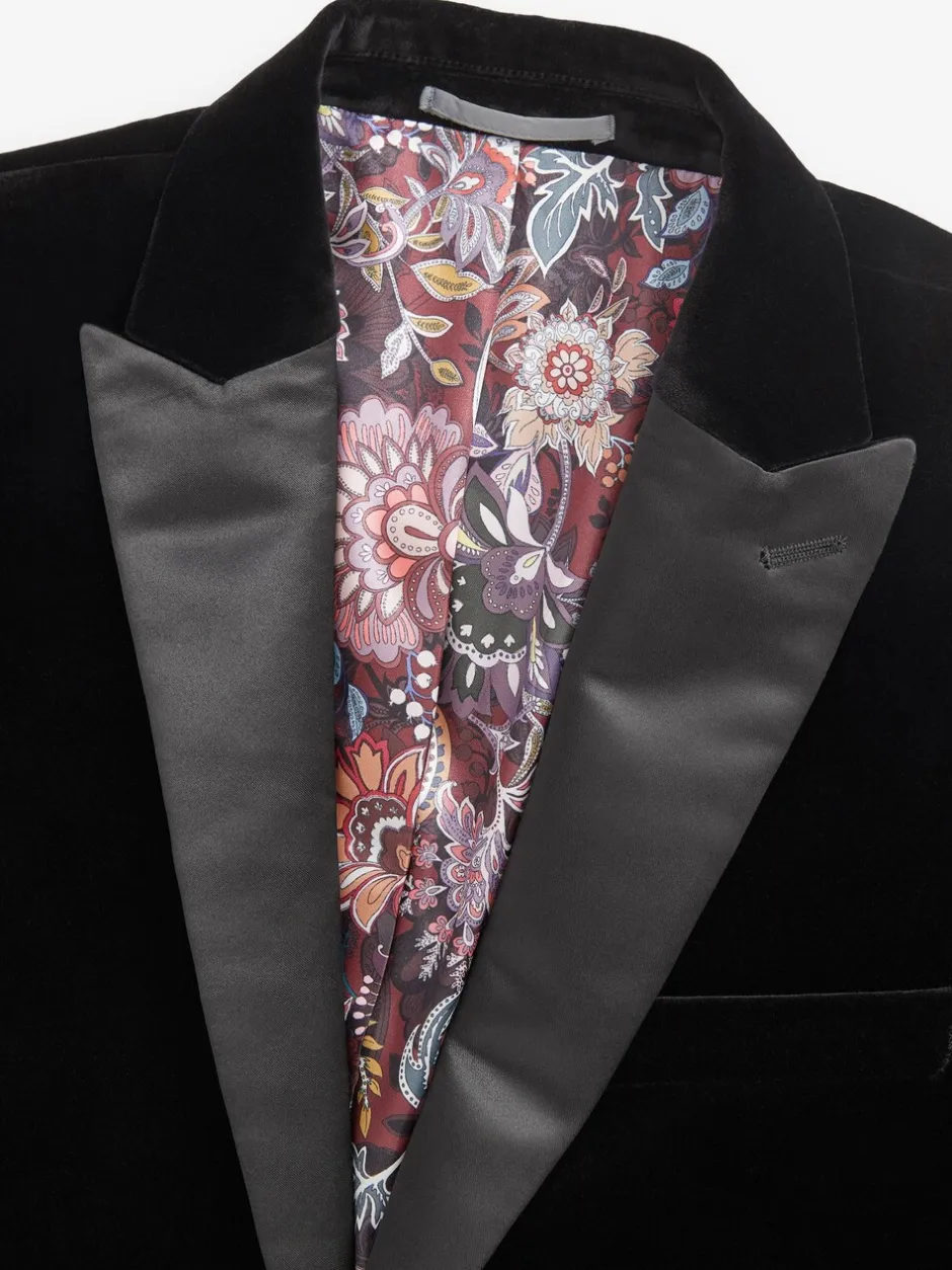 Smokings En Feestkleding|Next - Slim Fit - Signature Pontoglio Italiaanse fluwelen blazer Zwart