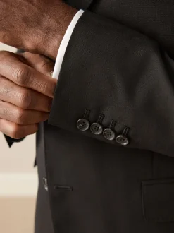 Pakken|Next - Slim Fit - Signature Nova Fides 100% Italian Wool Suit Jacket Zwart