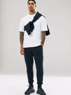 Joggingbroeken*Next - Slim Fit - Slim Fit Brushback Heavyweight Joggers Zwart