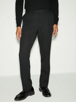 Smokings En Feestkleding|Broeken En Chino's|Next Zwart - Slim Fit - Smokingpantalon met biesdetail en textuur