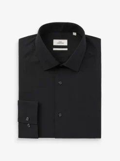 Formele Overhemden|Shirts*Next - Slim Fit - Strijkvrij net overhemd met enkele manchet Zwart